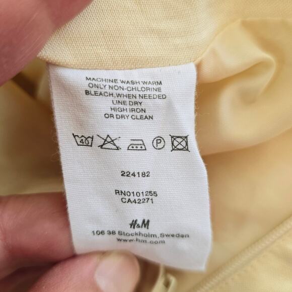 H&M Light Yellow Ramie Linen Trumpet Skirt Size 8 - Picture 11 of 12
